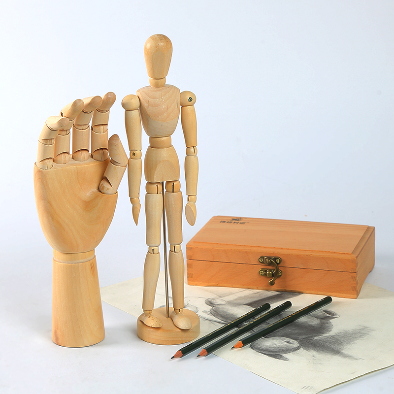 博格利诺素描速写写生画画临摹用人偶木头男女人手模型绘画用美术12寸10寸灵活关节仿人体比例小木人漫画动漫